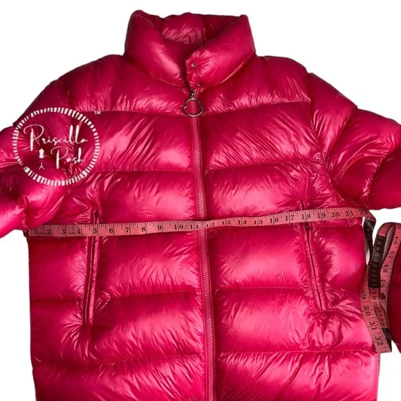 Moncler Hot Pink Quilted Down Puffer Jacket Puffer Coat Neon Pink Goose Down