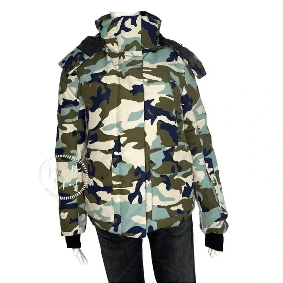 Canada Goose Blakely Camouflage-print Hooded Shell Down Jacket Camo Green Blue XS