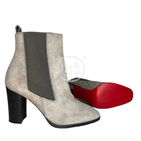 Christian Louboutin Crosta Verabotta 85 Chelsea Boots Grey Black Ankle Boots 36.5