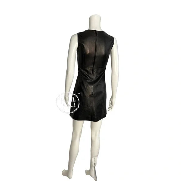 NWT Dolce and Gabbana Black Leather A-Line Mini Dress