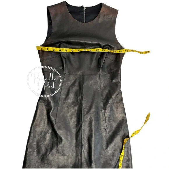 NWT Dolce and Gabbana Black Leather A-Line Mini Dress