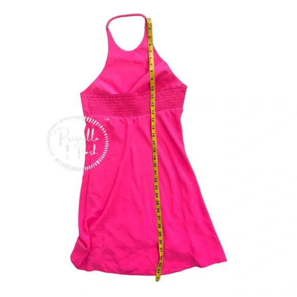 Amanda Uprichard Canaria Dress Pink Lacquer Hot Pink High Neck Halter Cocktail