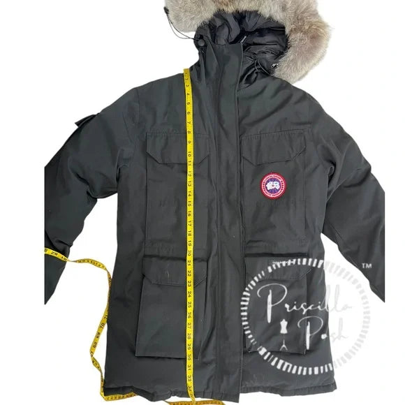 Canada Goose Expedition Parka Heritage Black Long With Fur Hood Large