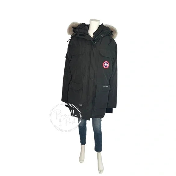 Canada Goose Expedition Parka Heritage Black Long With Fur Hood Large