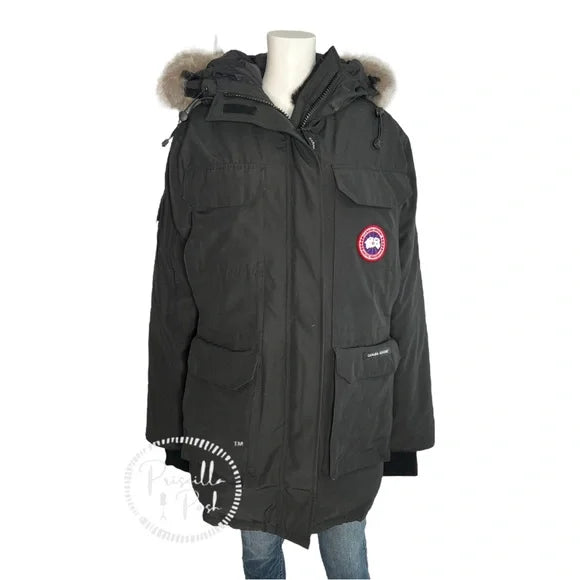 Canada Goose Expedition Parka Heritage Black Long With Fur Hood Large