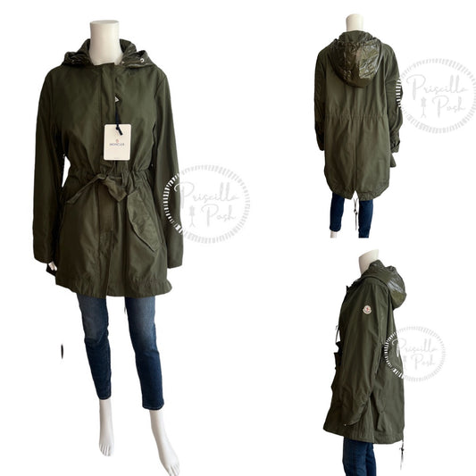 NWT Moncler Olive Green Long Parka Mascate Giubbotto Jacket XL
