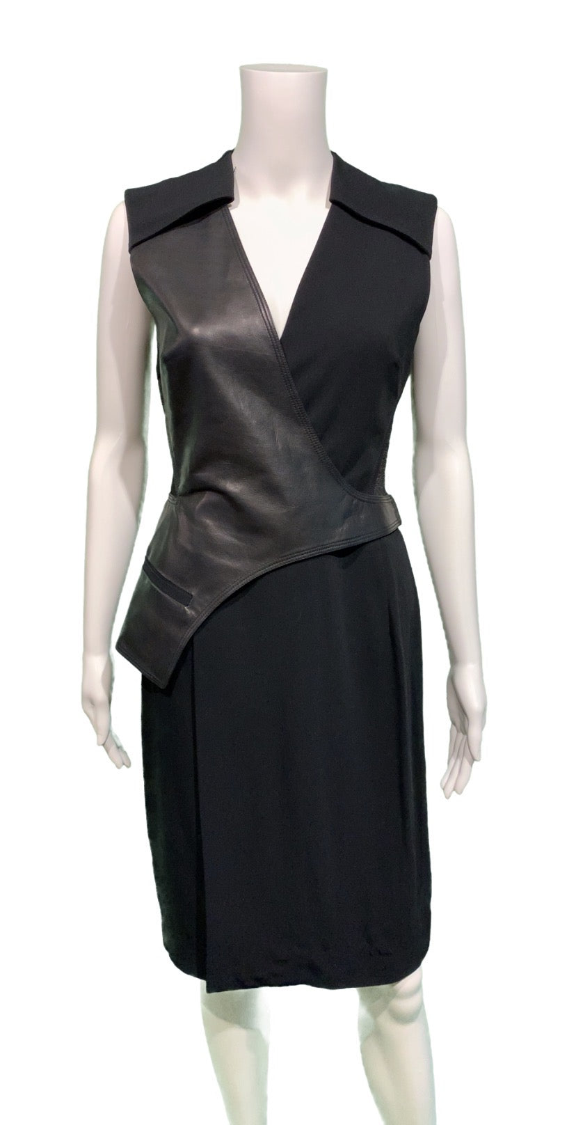 ALEXANDER WANG Leather & stretch-crepe wrap dress