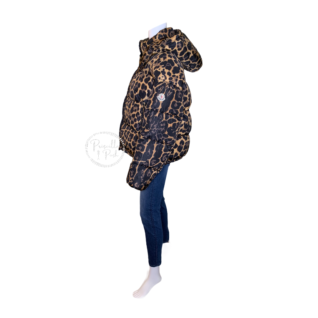 NWT Moncler Caille Leopard Down Puffer Jacket