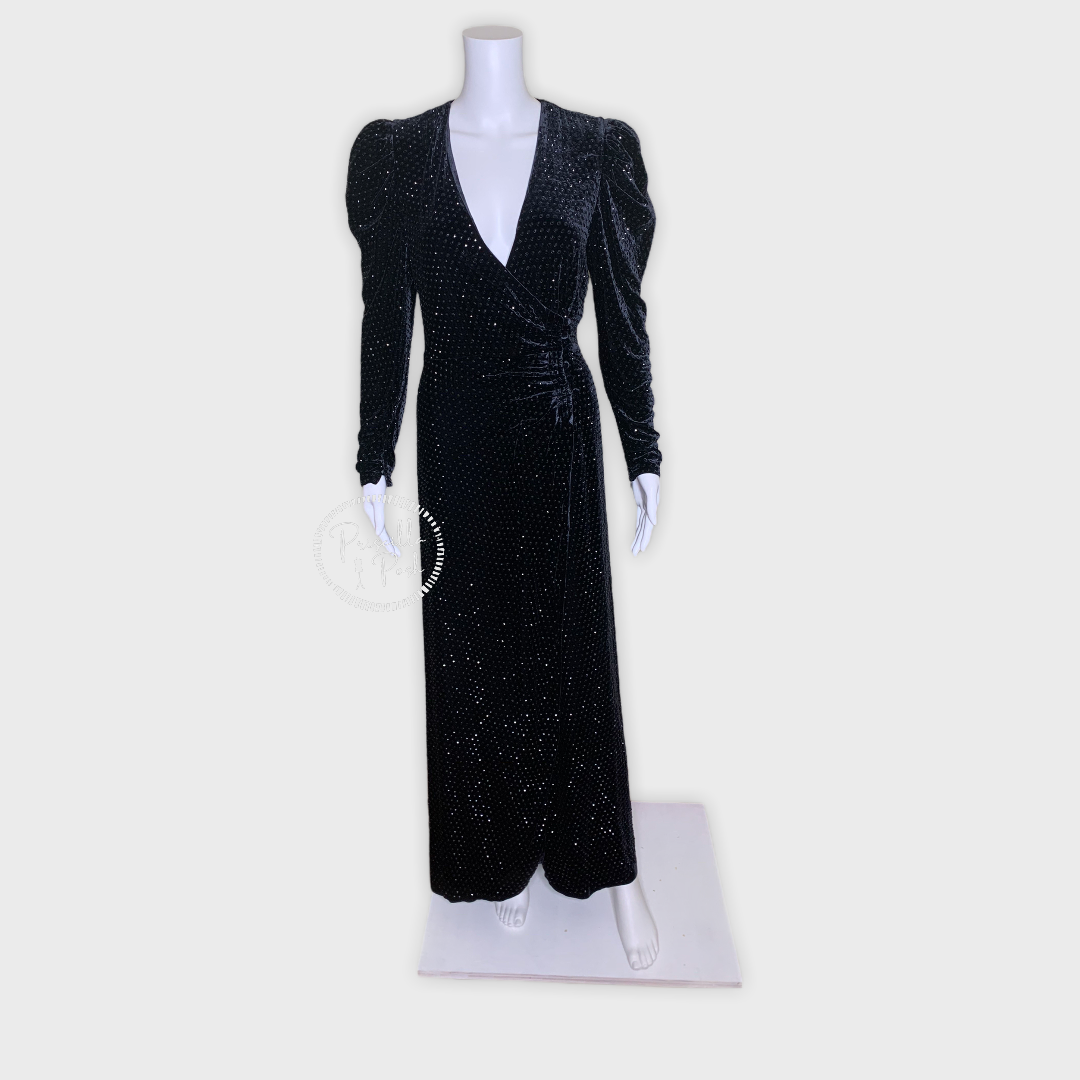 NWT RETROFETE Agnes Crystal-Embellished Wrap Dress