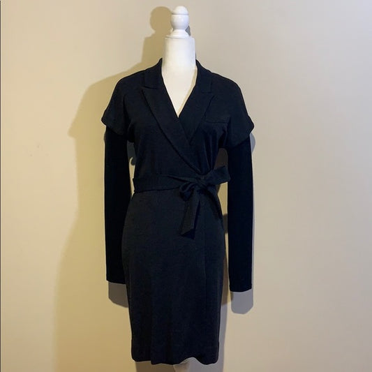 Diane von Furstenberg Black Wool Wrap Dress