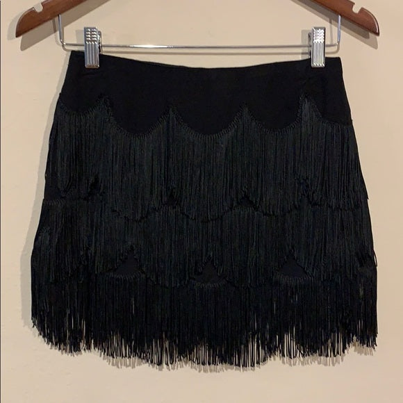 Marc Jacobs Mini Skirt with Fringe Black Flapper