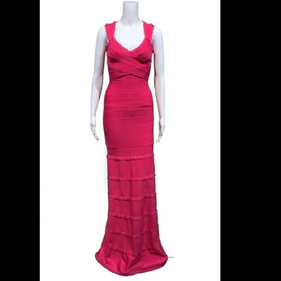 Hervé Léger Pink Carmelle Signature Essentials Gown Bright Pink