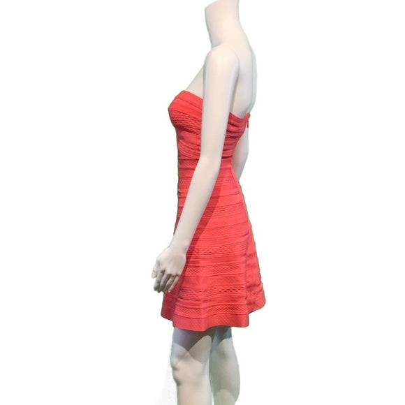 Hervé Leger Coral Akari Bandage Cocktail Dress