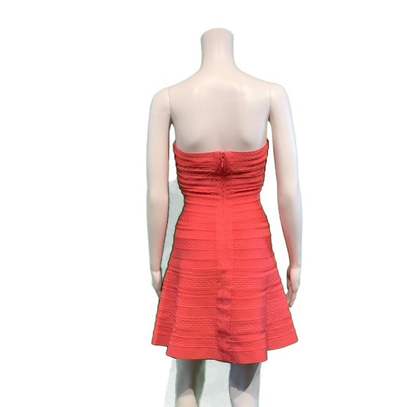 Hervé Leger Coral Akari Bandage Cocktail Dress