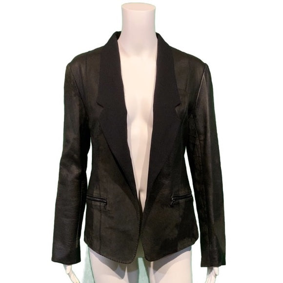 ALEXANDER WANG Black Distressed Leather Suede Combo Jacket