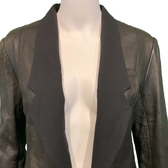 ALEXANDER WANG Black Distressed Leather Suede Combo Jacket