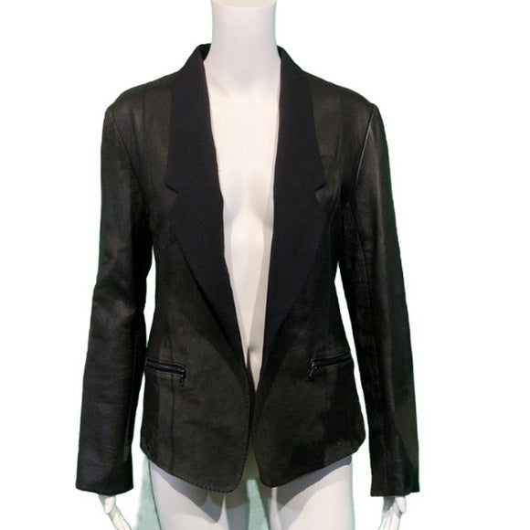 ALEXANDER WANG Black Distressed Leather Suede Combo Jacket