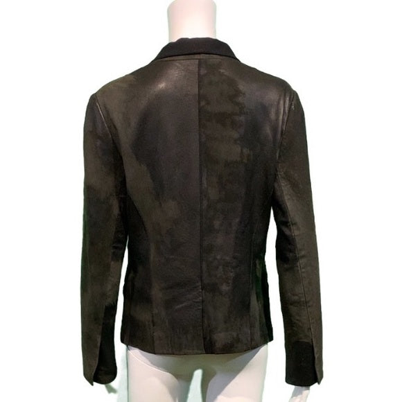 ALEXANDER WANG Black Distressed Leather Suede Combo Jacket