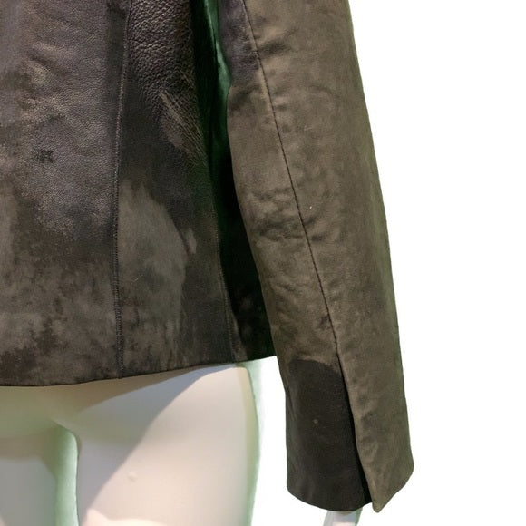 ALEXANDER WANG Black Distressed Leather Suede Combo Jacket