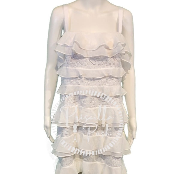 NWT Lilly Pulitzer “Olive” White Ruffle Tank Dress 12