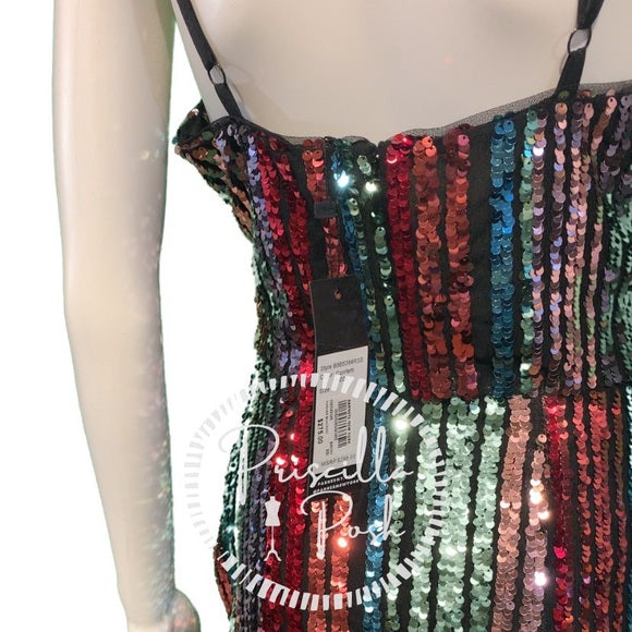 NWT Parker Rainbow Emmaline Sequin Mini Wrap Dress