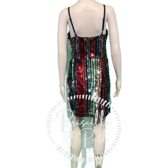 NWT Parker Rainbow Emmaline Sequin Mini Wrap Dress