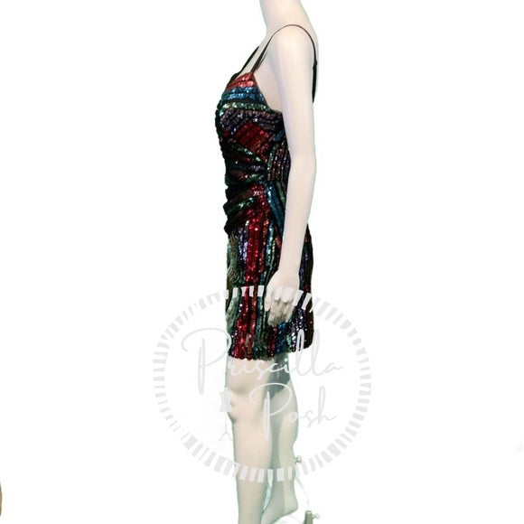 NWT Parker Rainbow Emmaline Sequin Mini Wrap Dress
