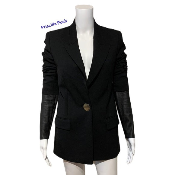 ALEXANDER WANG Blazer With Leather Sleeves Black