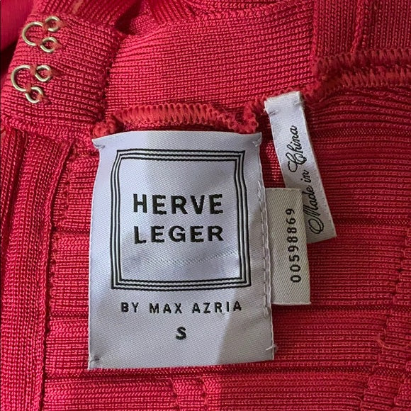 Herve Leger Kora Signature Gown Bright Rose Pink
