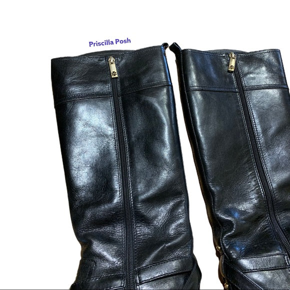 Tory Burch 'Brita' Riding Boot Black Leather 10.5