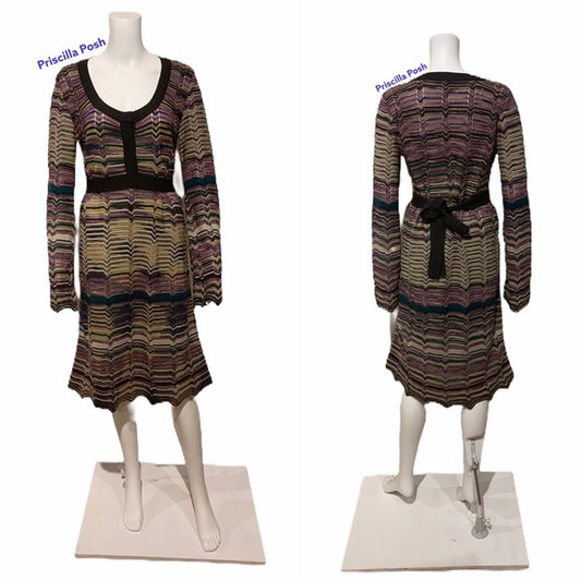 M Missoni Multi Color Striped Long Sleeve Dress
