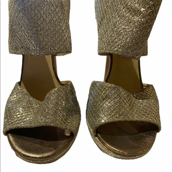 Jimmy Choo Silver Glitter Platform Sandals 40