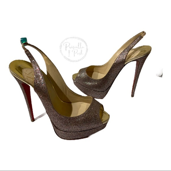 Christian Louboutin Glitter Slingback Platform