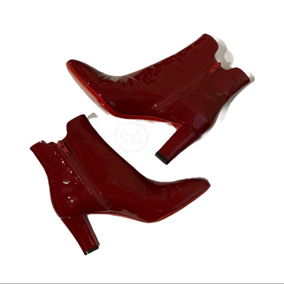 Christian Louboutin Red Patent Leather Ankle Boots