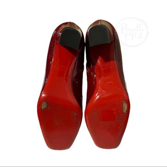 Christian Louboutin Red Patent Leather Ankle Boots