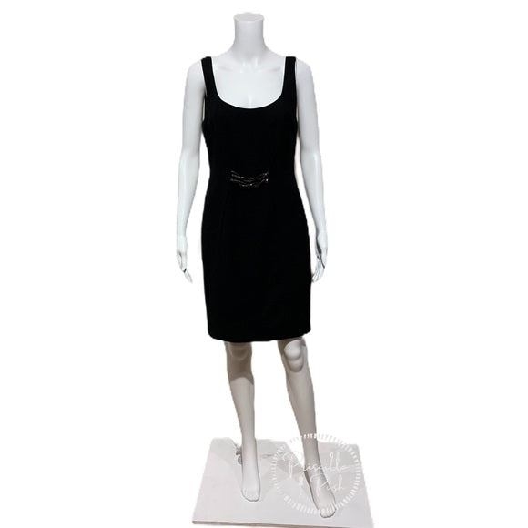 Versace Black Stretch Wool Crepe Sleeveless Dress