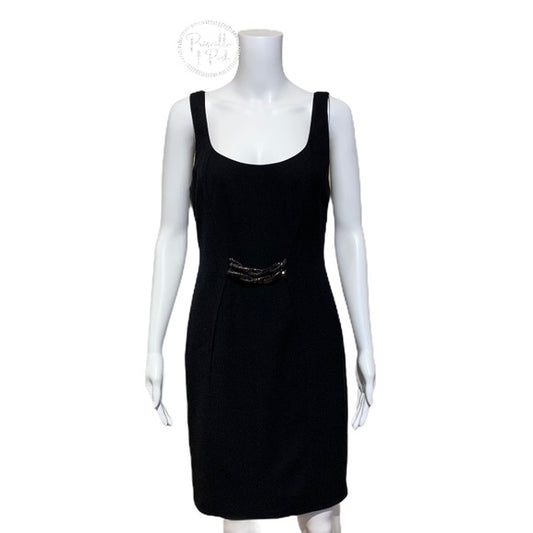 Versace Black Stretch Wool Crepe Sleeveless Dress