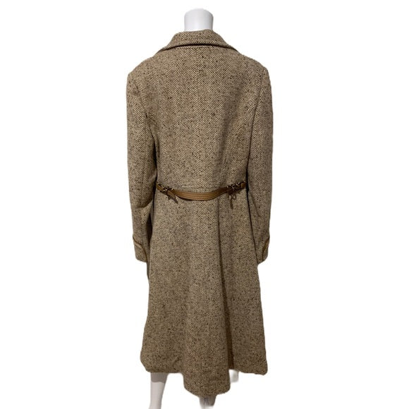 NWT COACH Wool Single Breasted Long Peacoat Brown