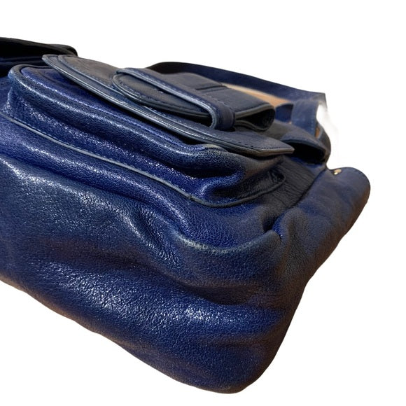 CHLOE Leather Saskia Zip Top Tote Navy MSRP $1,680