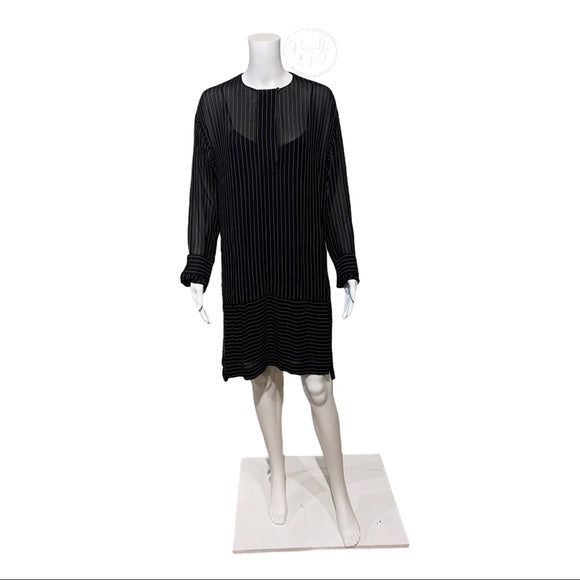 Alexander Wang Black Pinstripe Sheer Shirt Dress