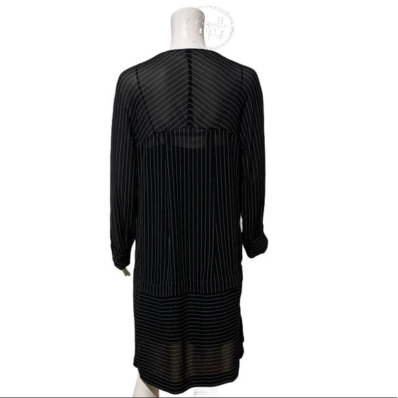 Alexander Wang Black Pinstripe Sheer Shirt Dress