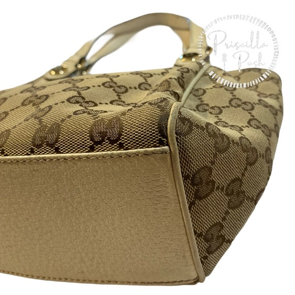 Gucci Ivory Leather GG Monogram Canvas Charmy Bag