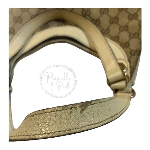 Gucci Ivory Leather GG Monogram Canvas Charmy Bag