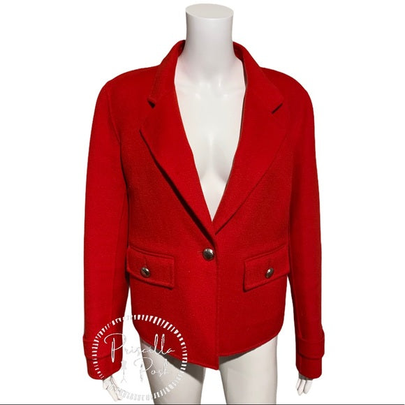 St. John Red Angora Wool Cashmere Blend Coat