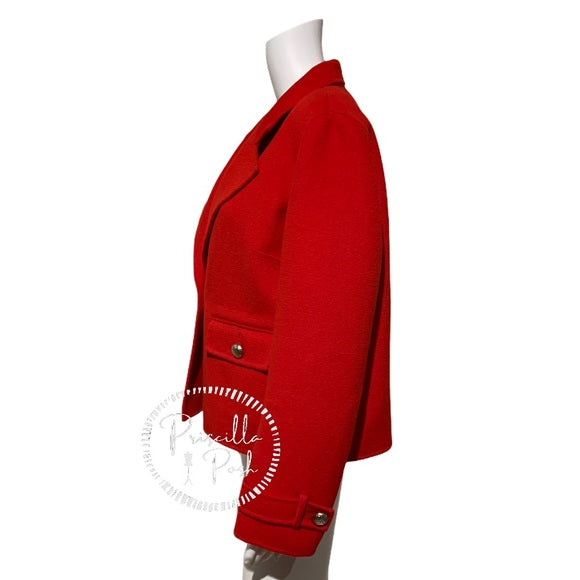 St. John Red Angora Wool Cashmere Blend Coat