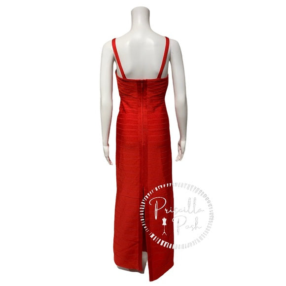 Herve Leger “Lola” Bandage Gown Coral Poppy Red
