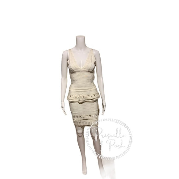 Herve Leger Rebecca Cutout Peplum Bandage Dress