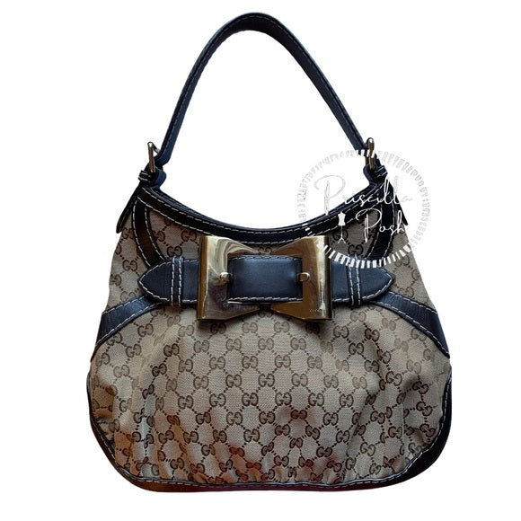 Gucci Hobo Queen Bow Gold Guccisimma Shoulder Bag