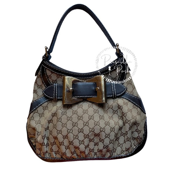 Gucci Hobo Queen Bow Gold Guccisimma Shoulder Bag