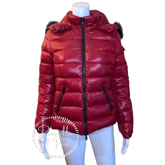 Moncler BadyFur Jacket Dark Red Giubbotto Fox Fur